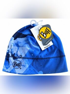 Buff unisex Blue Printed Performance Beanie